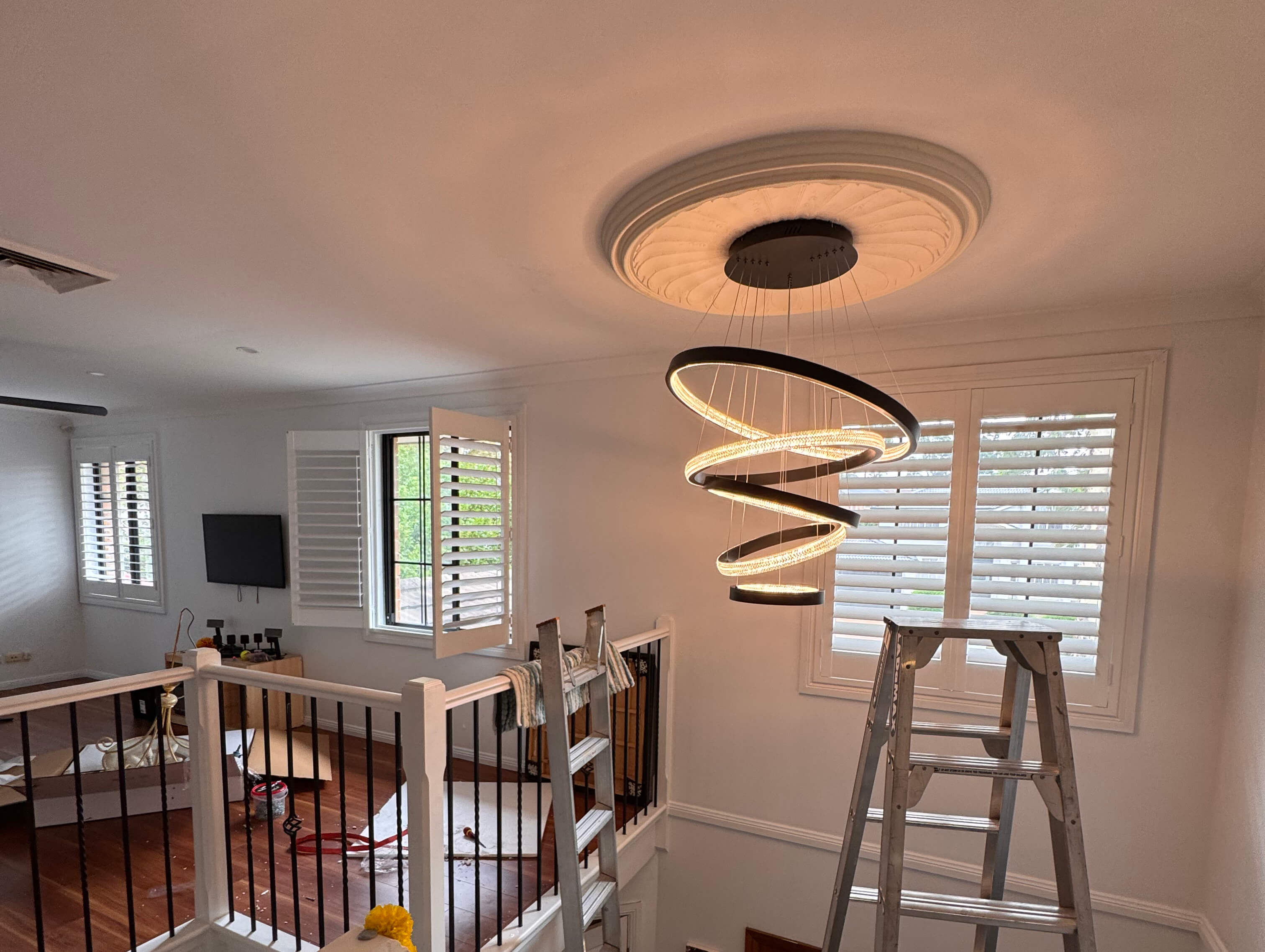 Specialist LED chandelier installation