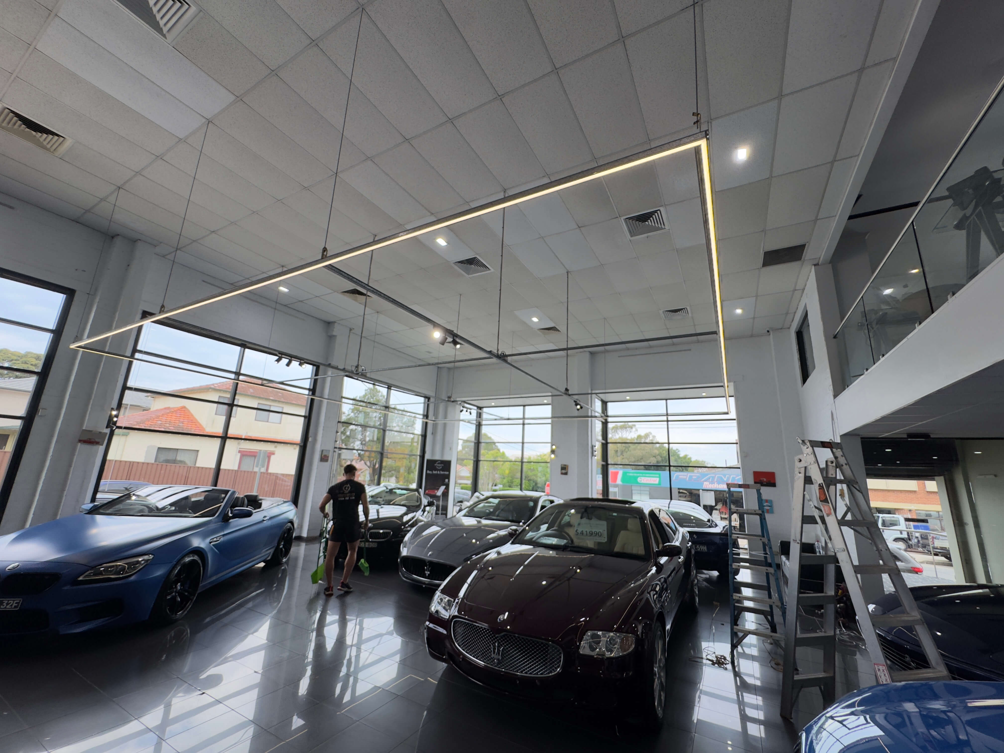 Specialist lighting for Meridian Motors car showroom